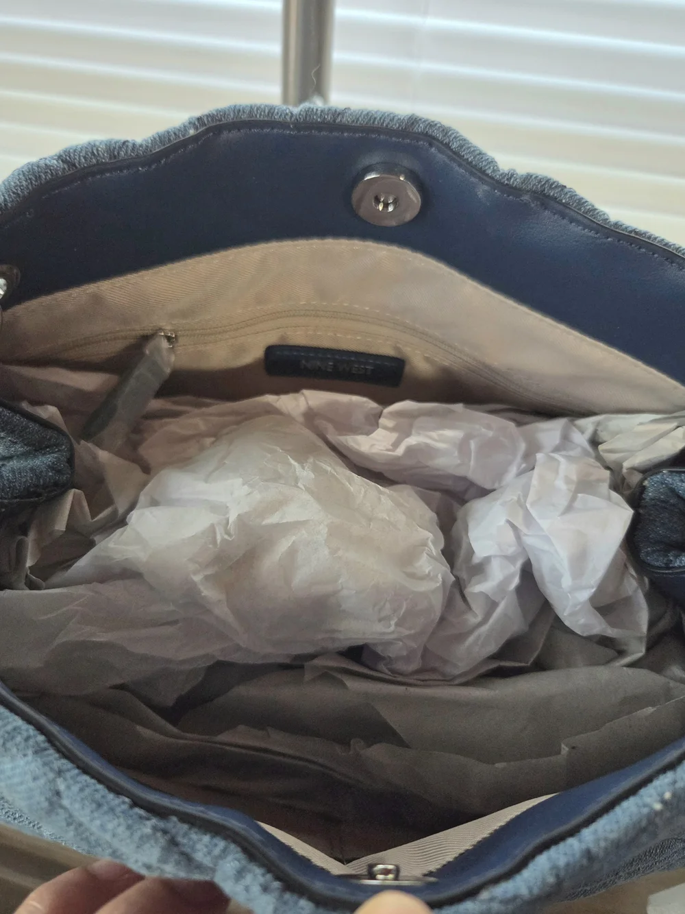 NWT $129 Nine West Denim Blue Quilted Handbag Purse Medium